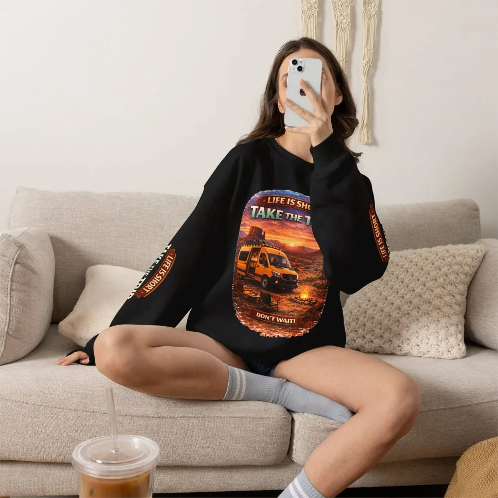 12079993603915802128_2048.jpeg Unisex Heavy Blend™ Crewneck Sweatshirt — "Live Is Short Take The Trip" Design Scenic-Line