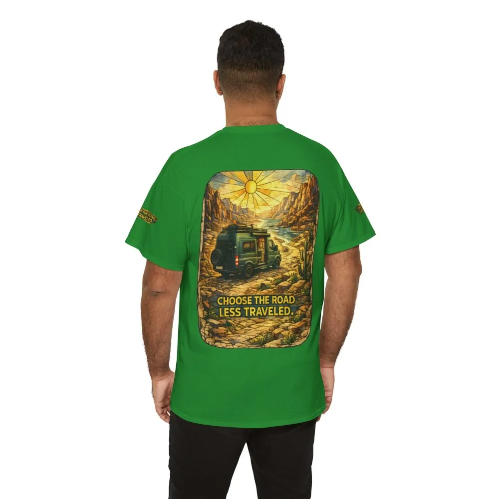 12084707239670848983_2048.jpeg Unisex Heavy Cotton Tee — "Choose The Road Less Traveled" Design Cubic-Line