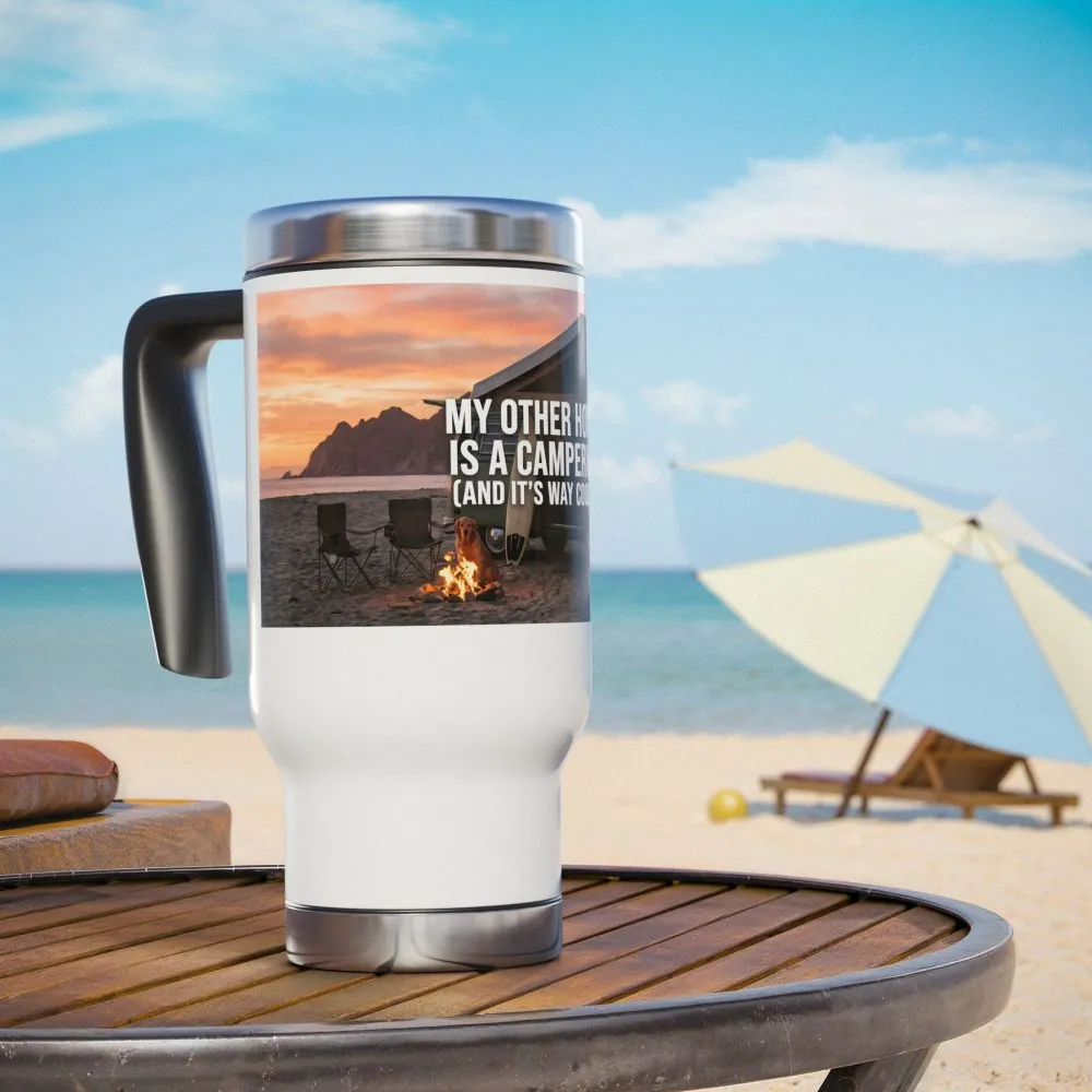 12088695277673964999_2048.jpeg Stainless Steel Travel Mug with Handle, 14oz — "My Other House Is a Campervan (And It’s Way Cooler)"