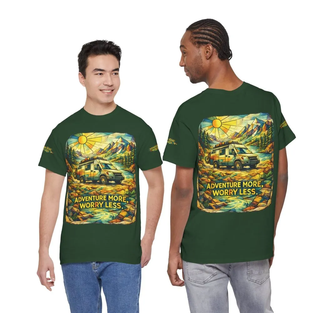 12092393797974170733_2048.jpeg Unisex Heavy Cotton Tee — "Adventure More Worry Less" Design Cubic-Line