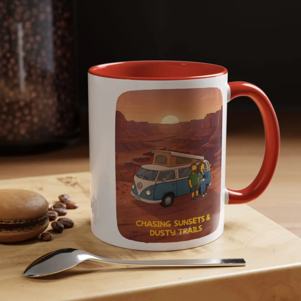 12102908445677097328_2048.jpeg Accent Coffee Mug (11, 15oz) — "Chasing Sunsets And Dusty Trails" Design Sitcom-Line