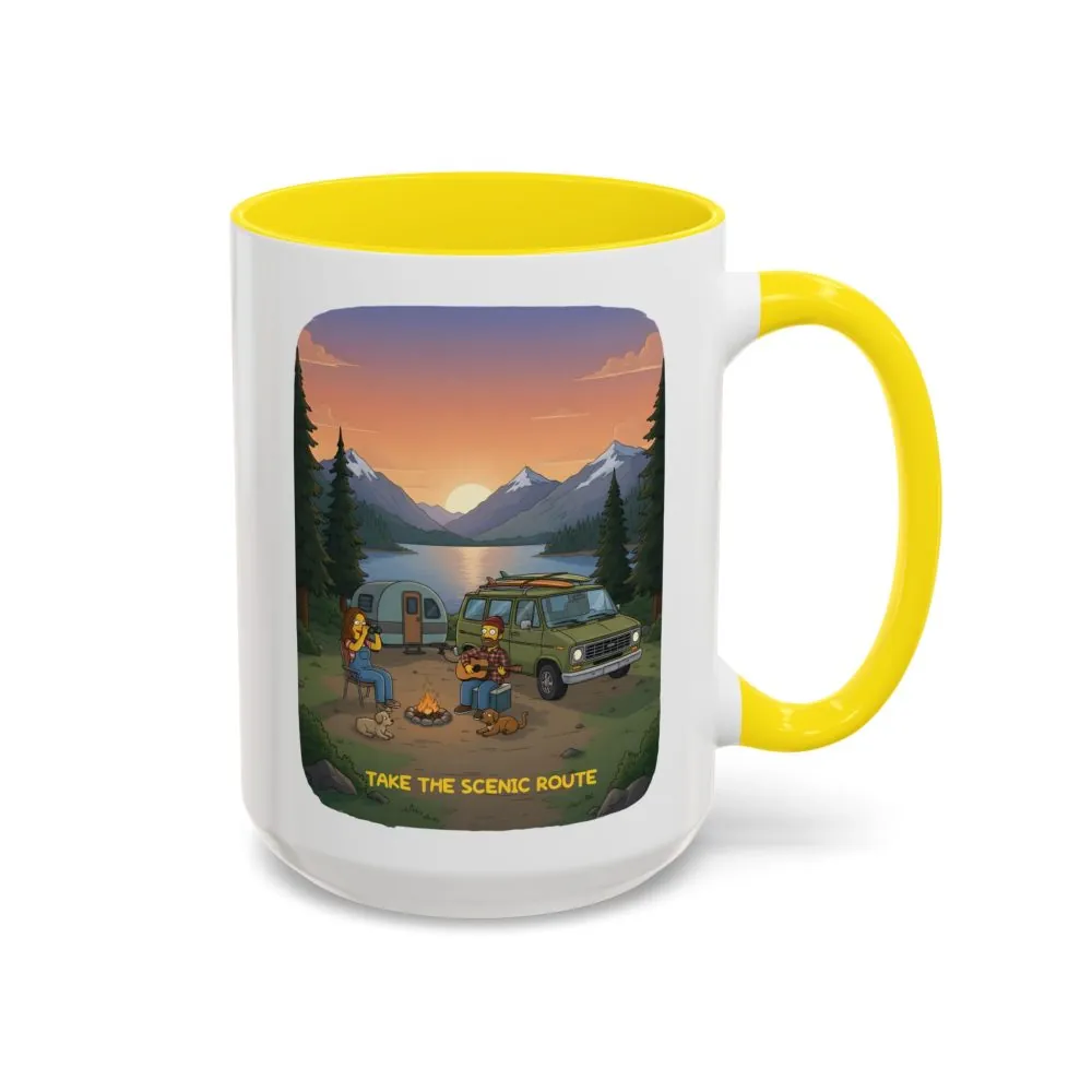 Accent Coffee Mug (11, 15oz) — "Take The Scenic Route" Design Sitcom-Line