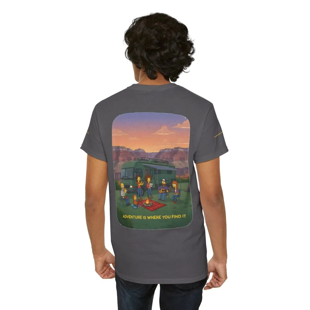 Unisex Heavy Cotton Tee — "Adventure Is Where You Find It" Design Sitcom-Line