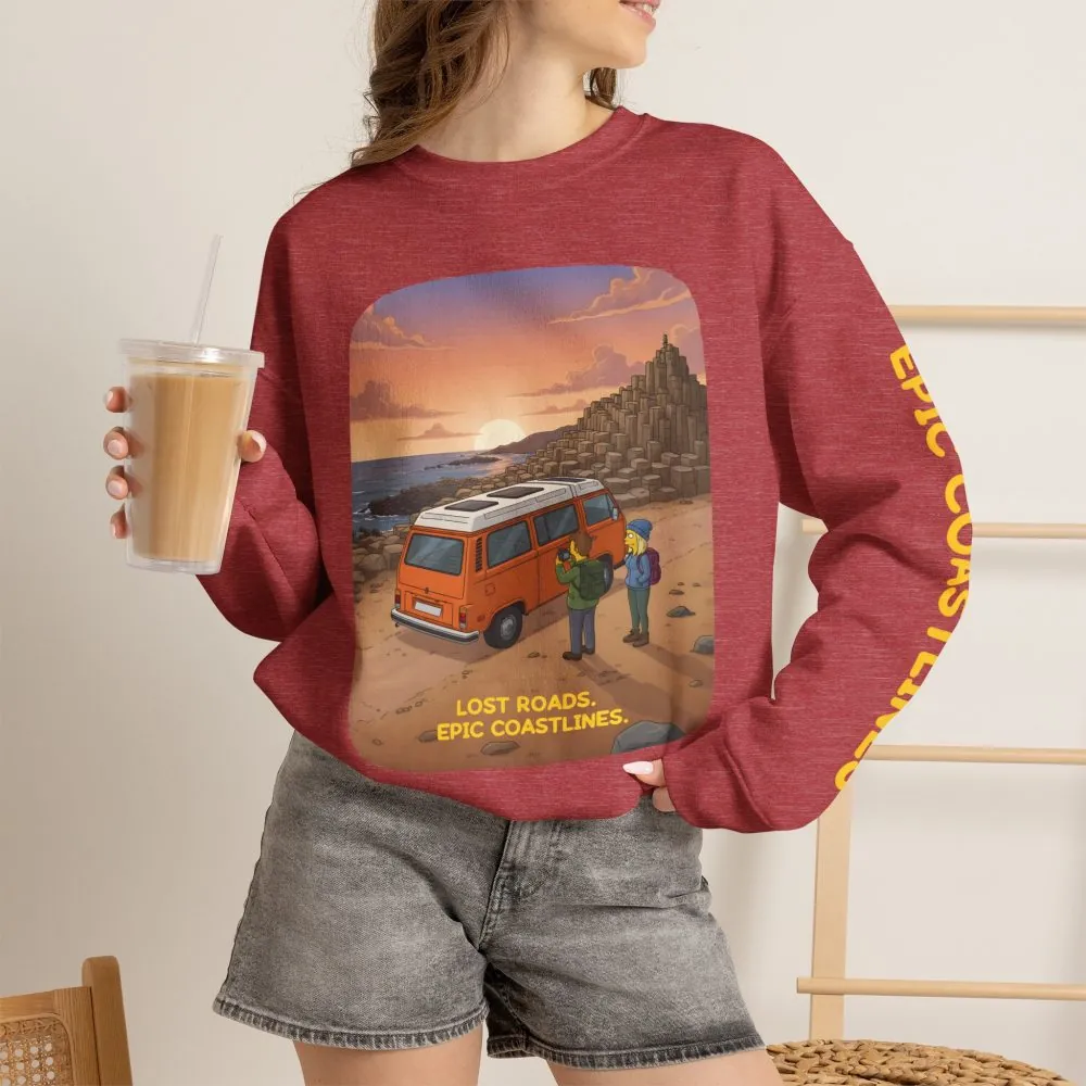 12119767981681341370_2048.jpeg Unisex Heavy Blend™ Crewneck Sweatshirt — "Lost Roads Epic Coastlines" Design Sitcom-Line