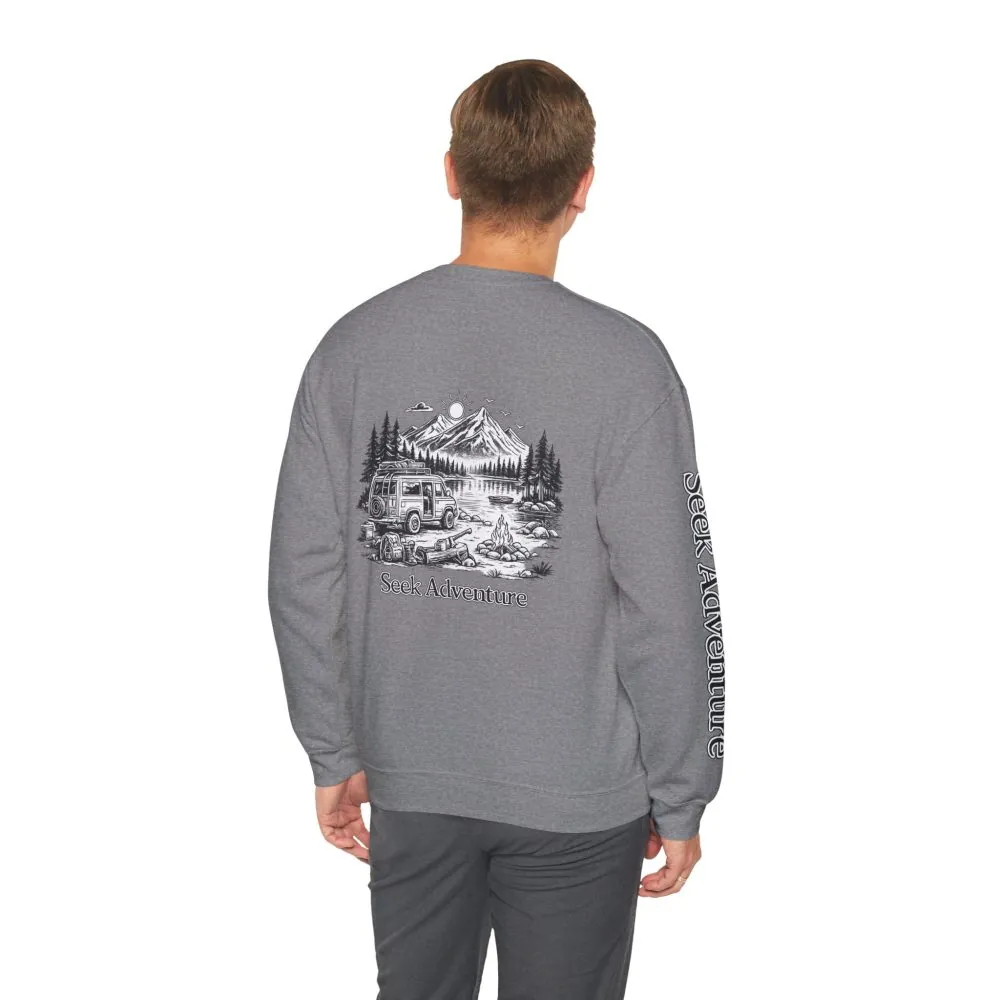 12126405980976983307_2048.jpeg Unisex Heavy Blend™ Crewneck Sweatshirt — "Seek Adventure" Design Minimal-Line