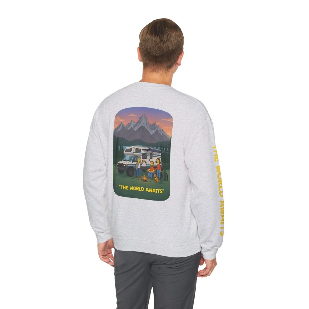 1212916723988369771_2048.jpeg Unisex Heavy Blend™ Crewneck Sweatshirt — "The World Awaits" Design Sitcom-Line