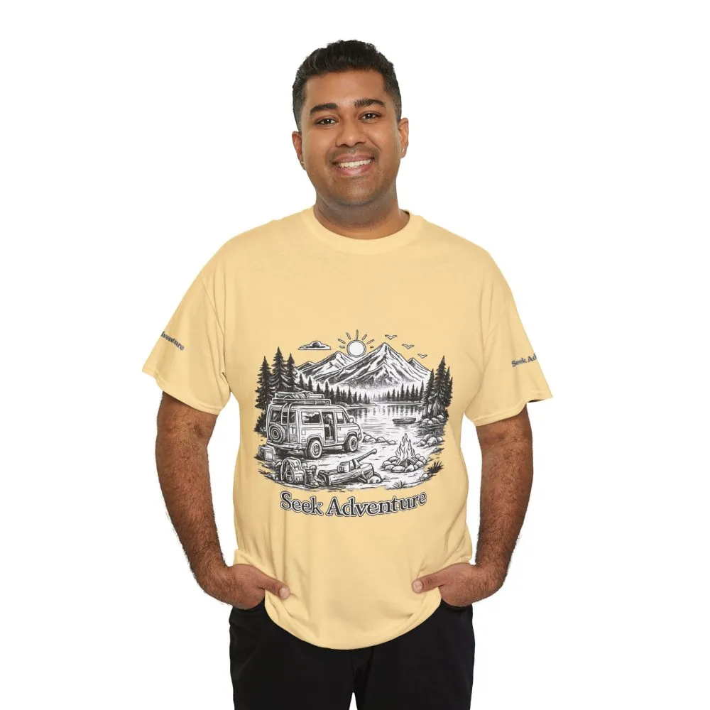 12131098515176550546_2048.jpeg Unisex Heavy Cotton Tee — "Seek Adventure" Design Minimal-Line