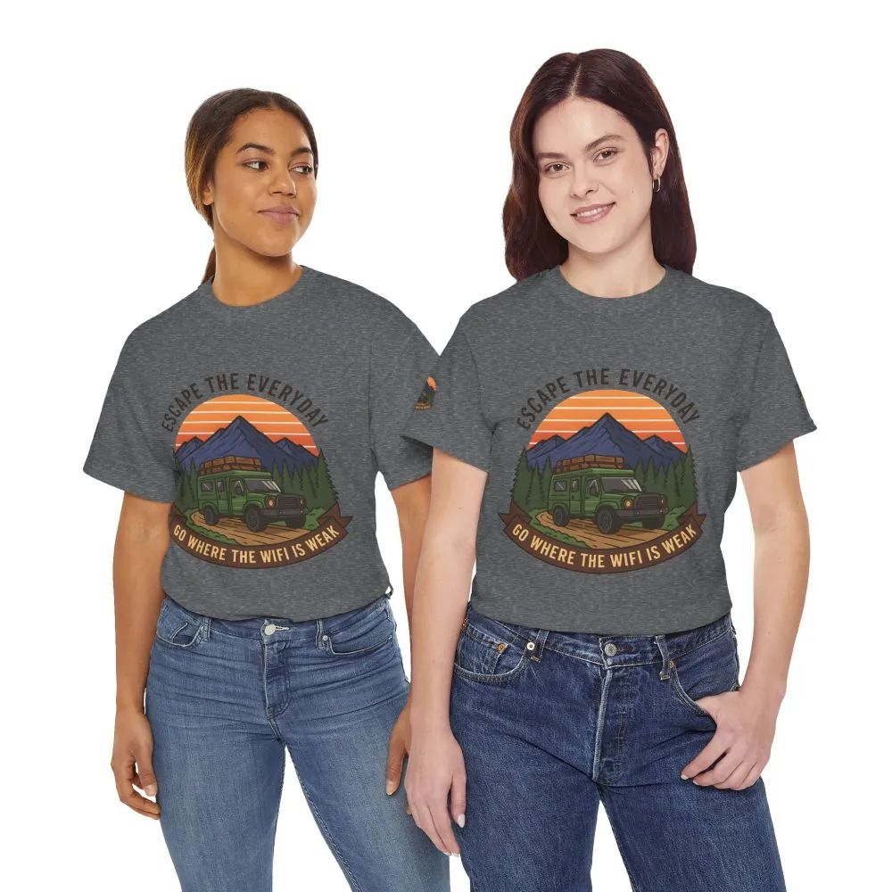 12166219339972101123_2048.jpeg Unisex Heavy Cotton Tee — "Go Where the WiFi Is Weak" Adventure Shirt