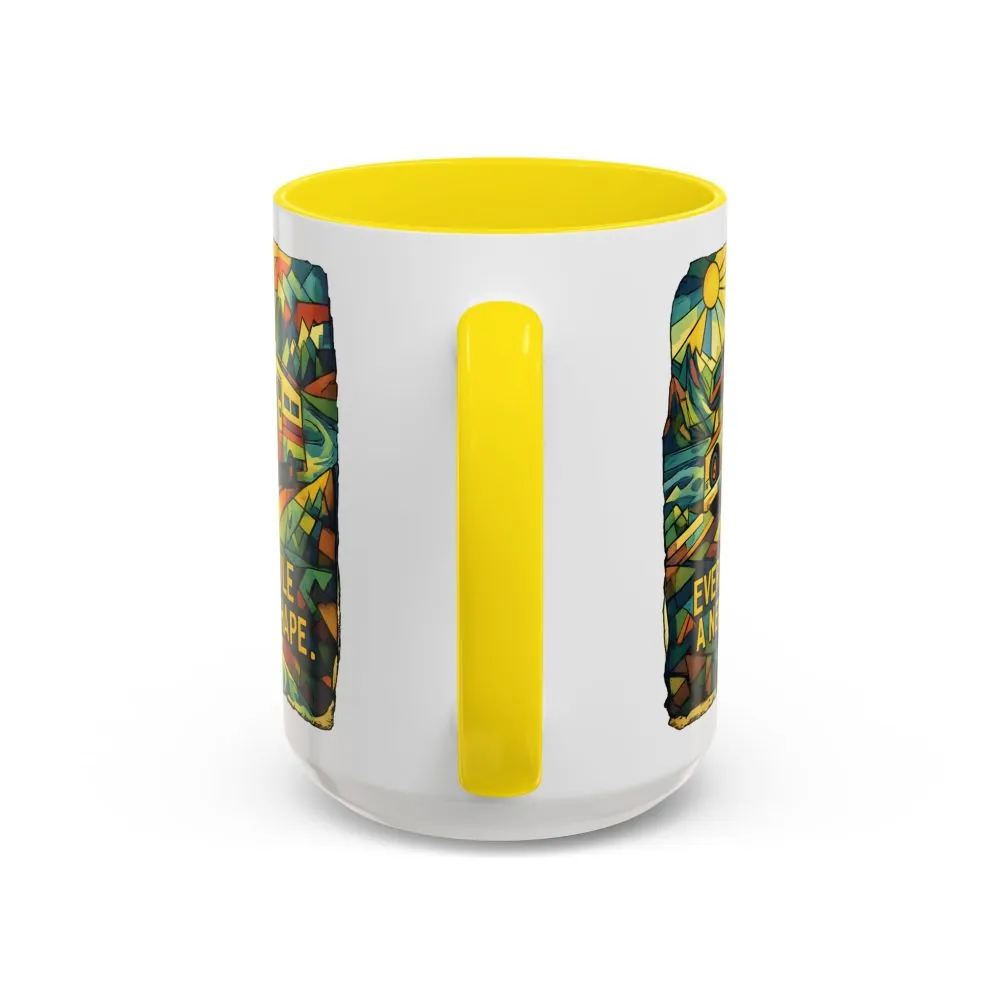 Accent Coffee Mug (11, 15oz) — "Every Mile A New Shape" Design Cubic-Line