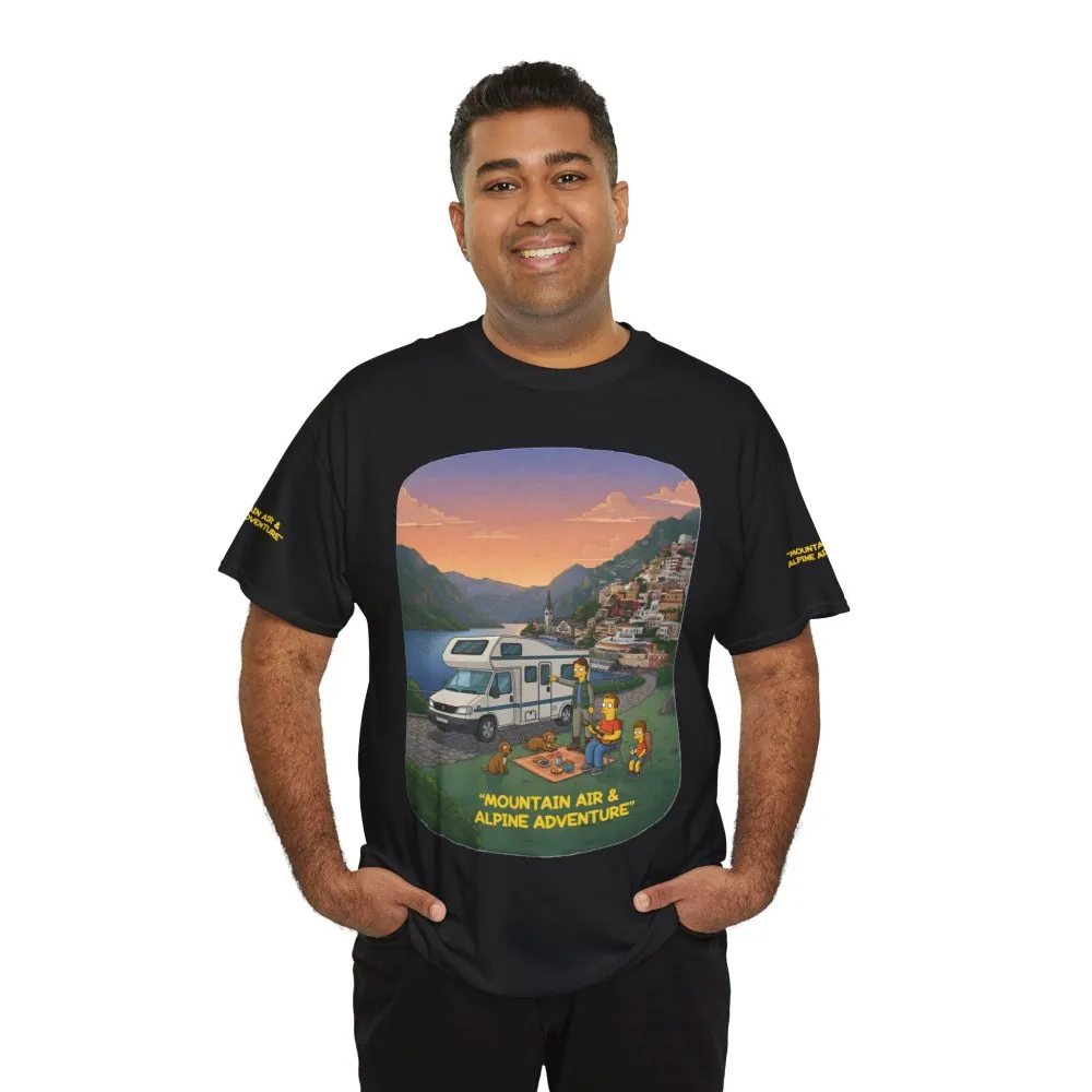 Unisex Heavy Cotton Tee — "Mountain Air-Alpine Adventure" Design Sitcom-Line