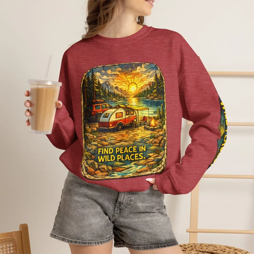 12224795874954140432_2048.jpeg Unisex Heavy Blend™ Crewneck Sweatshirt — "Find Peace In Wild Places" Design Cubic-Line