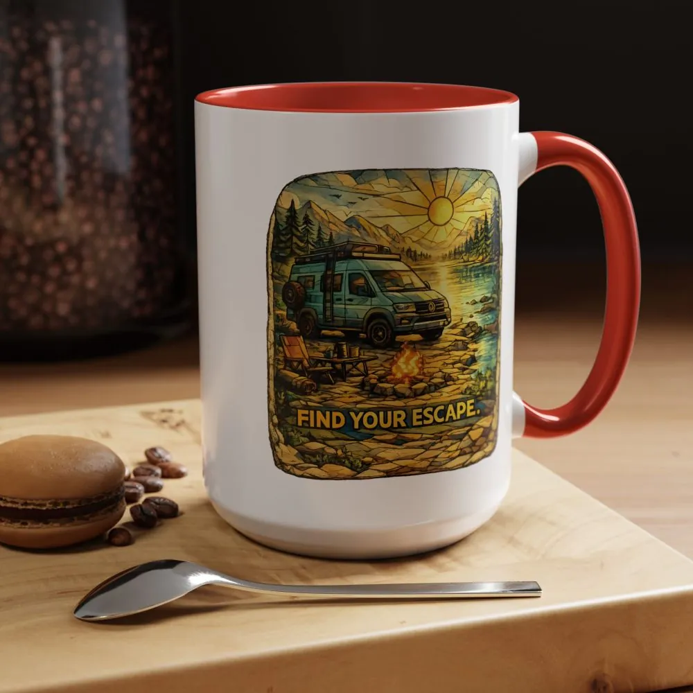 12244673775484681729_2048.jpeg Accent Coffee Mug (11, 15oz) — "Find Your Escape" Design Cubic-Line