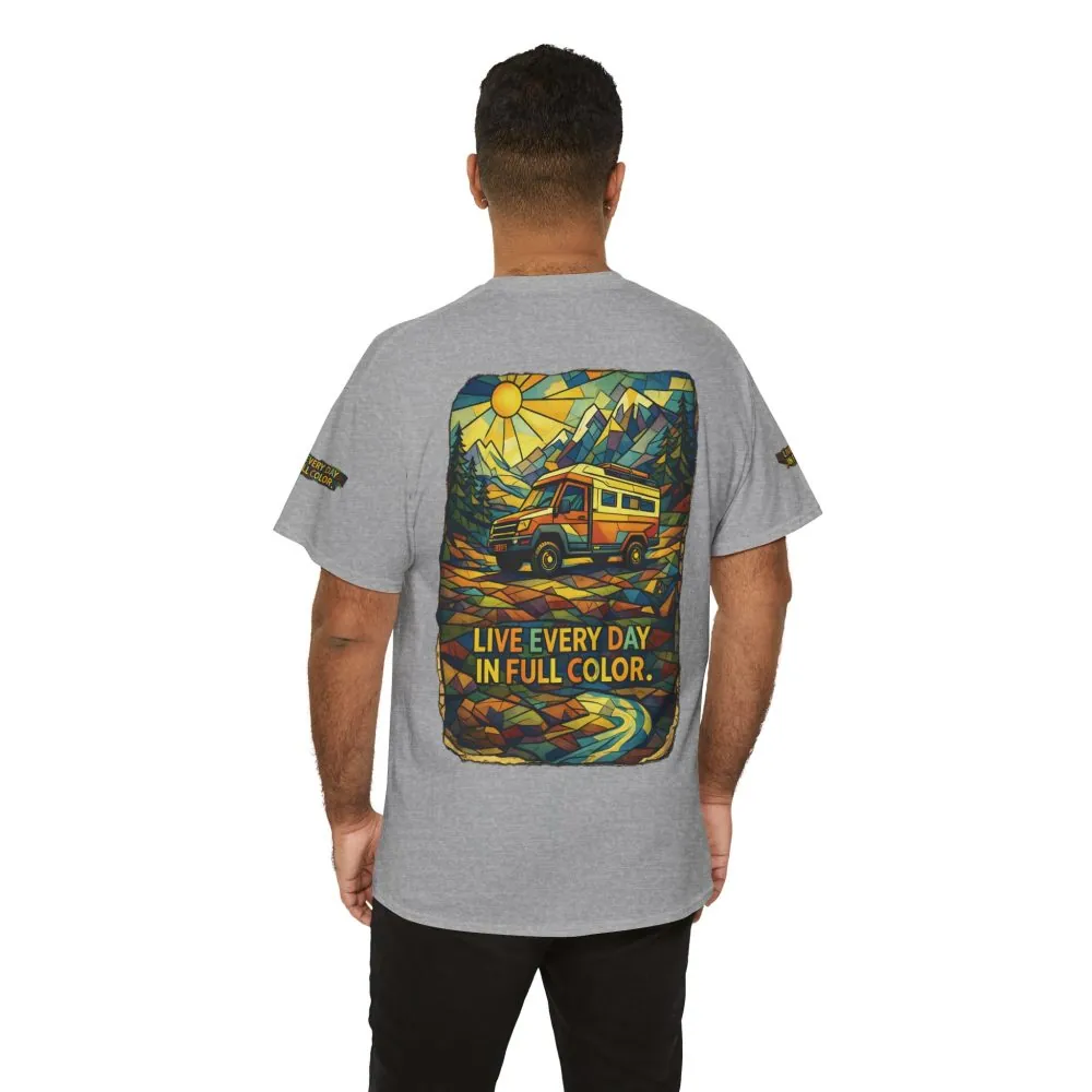 12246116955190665433_2048.jpeg Unisex Heavy Cotton Tee — "Live Life Every Day In Full Color" Design Cubic-Line