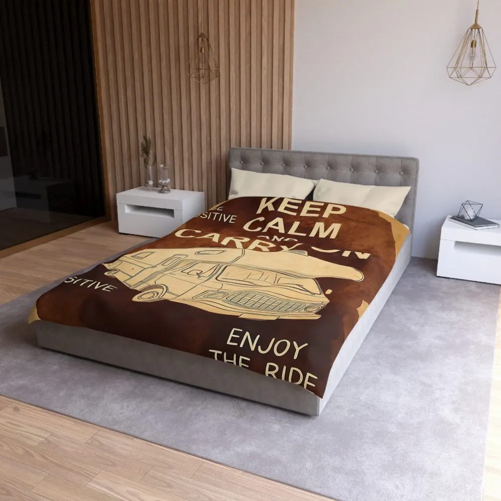 12252373231440974986_2048.jpeg Duvet Cover - "Keep Calm and Carry On" RV Camper Retro Travel Microfiber Duvet