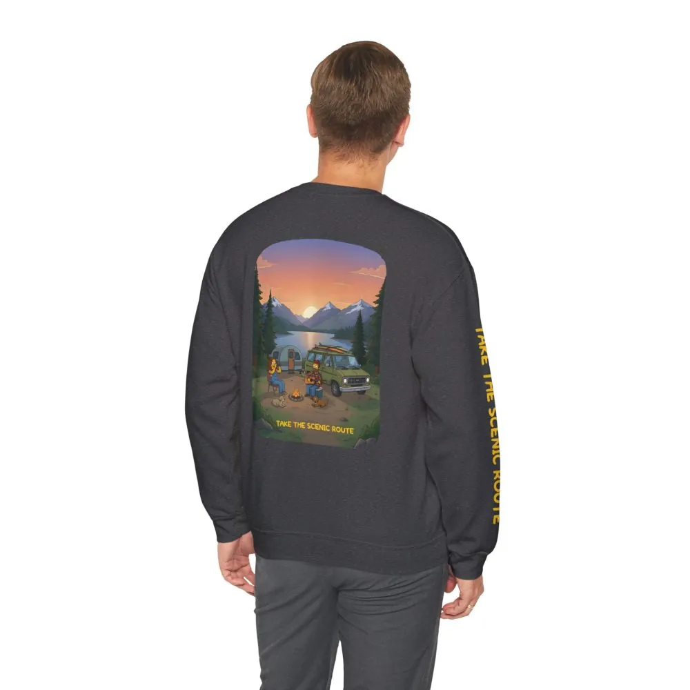 Unisex Heavy Blend™ Crewneck Sweatshirt — "Take The Scenic Route" Design Sitcom-Line