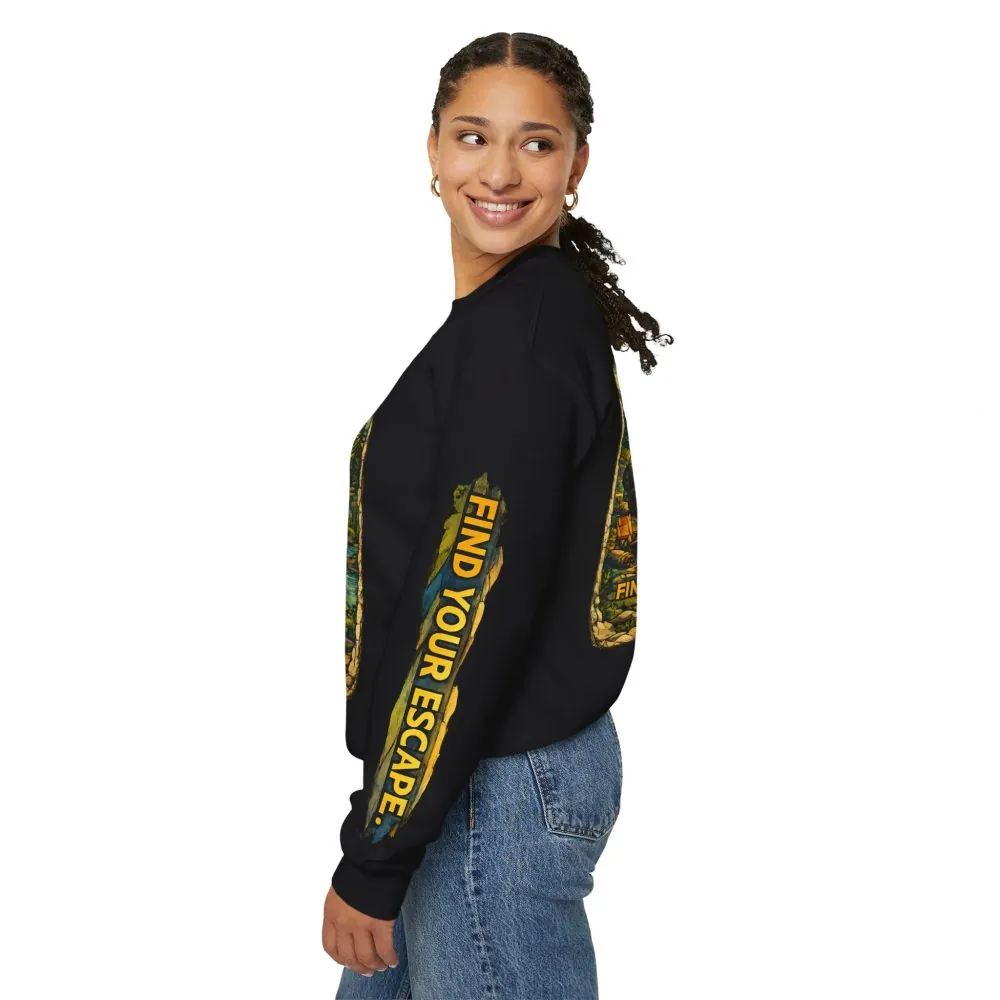 12262948842337629473_2048.jpeg Unisex Heavy Blend™ Crewneck Sweatshirt — "Find Your Escape" Design Cubic-Line