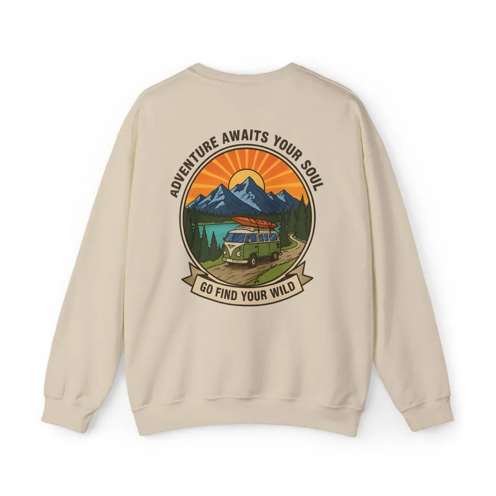 12263204915947290060_2048.jpeg Crewneck Sweatshirt — "Go Find Your Wild" Camper Graphic