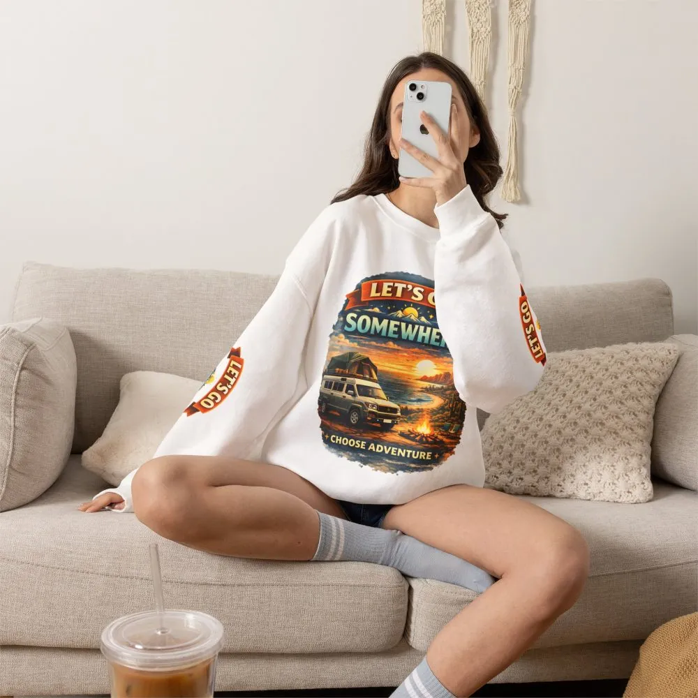 12277832036426578991_2048.jpeg Unisex Heavy Blend™ Crewneck Sweatshirt — "Lets Go Somewhere" Design Scenic-Line