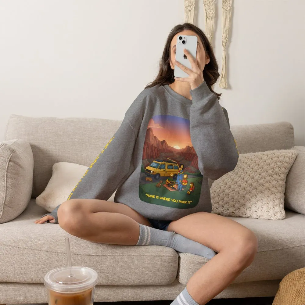 12280466250914987857_2048.jpeg Unisex Heavy Blend™ Crewneck Sweatshirt — "Home Is Where You Park It" Design Sitcom-Line