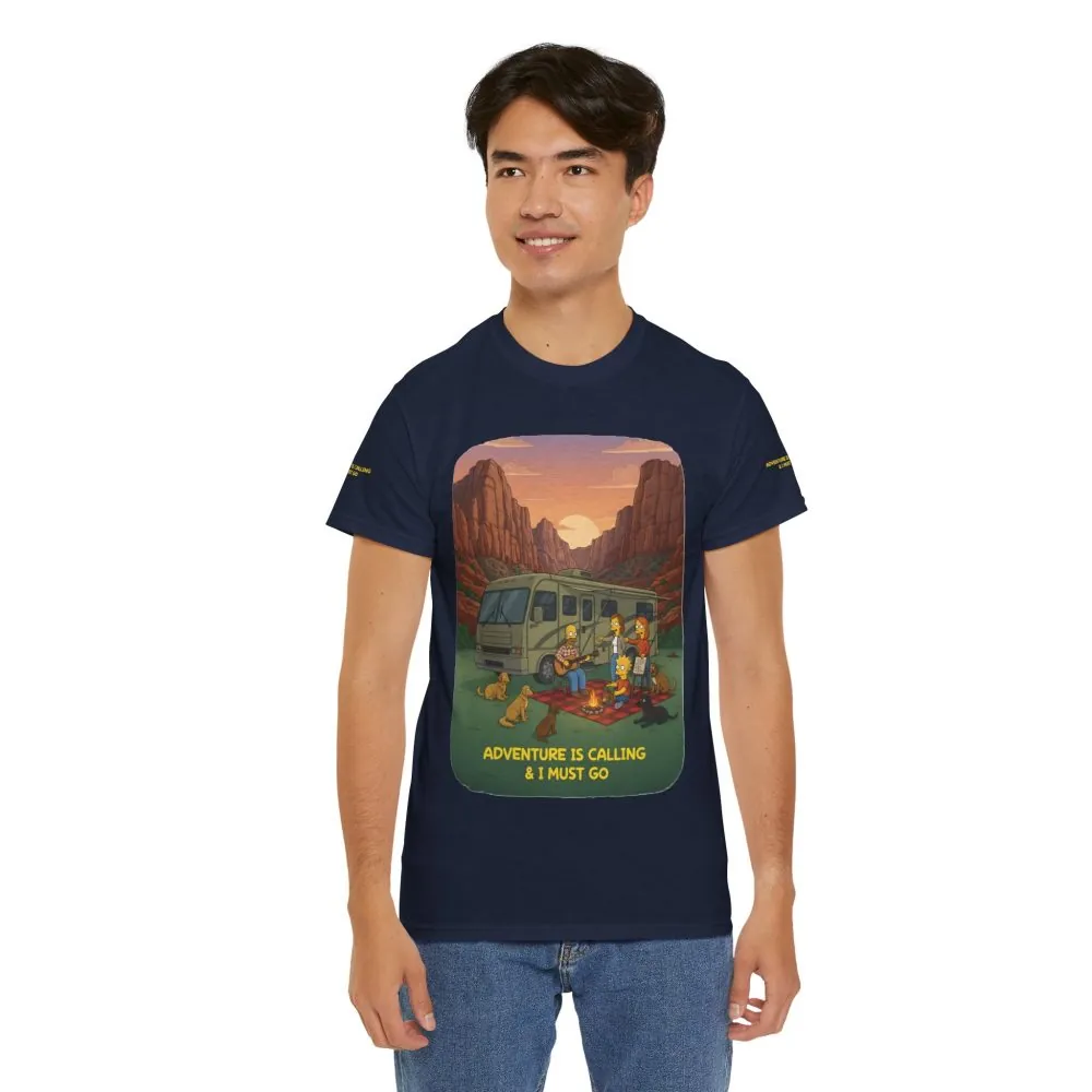 12284212011653614865_2048.jpeg Unisex Heavy Cotton Tee — "Adventure Is Calling-I Must Go" Design Sitcom-Line