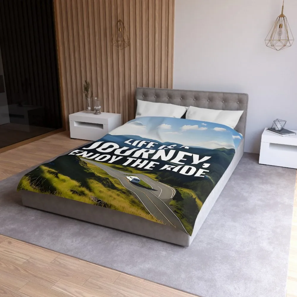 Duvet Cover — "Life Is A Journey, Enjoy The Ride" Mountain Road Microfiber