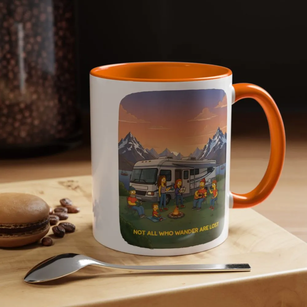 Accent Coffee Mug (11, 15oz) — "Not All Who Wander Are Lost" Design Sitcom-Line