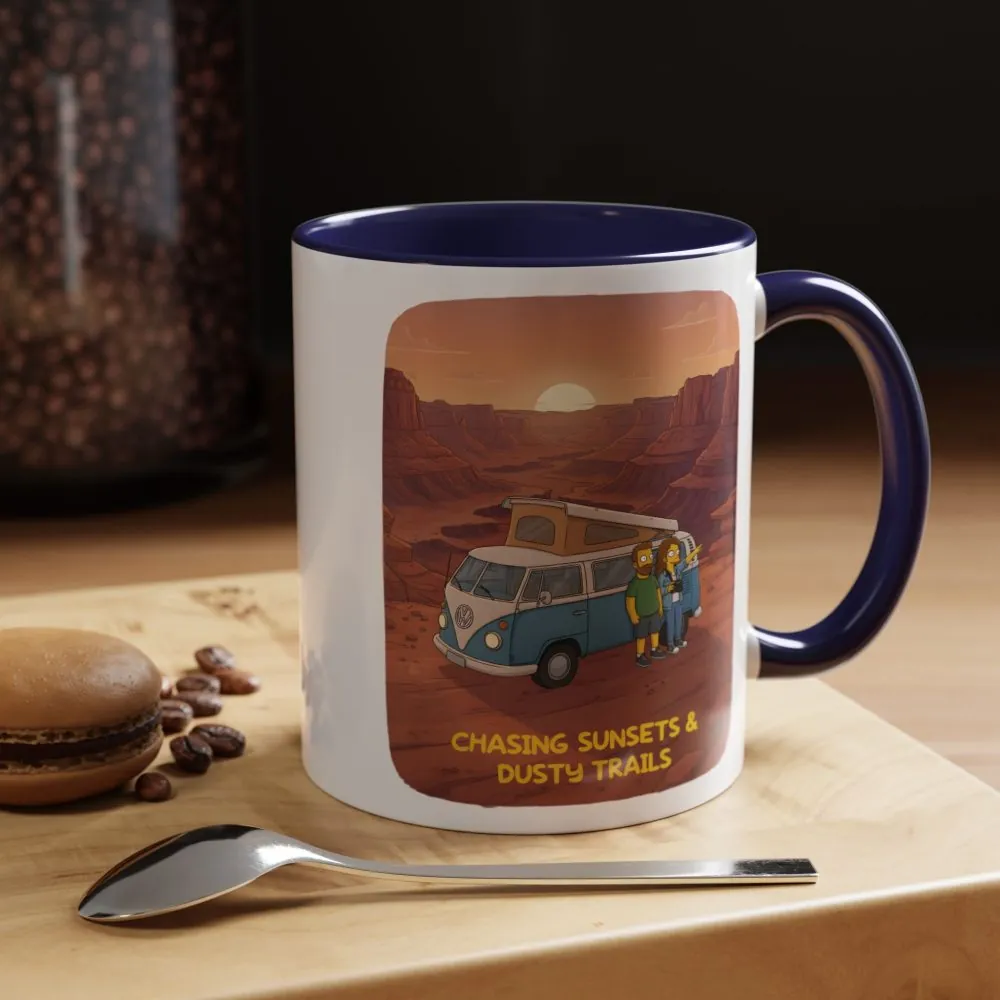 12315904680036405786_2048.jpeg Accent Coffee Mug (11, 15oz) — "Chasing Sunsets And Dusty Trails" Design Sitcom-Line