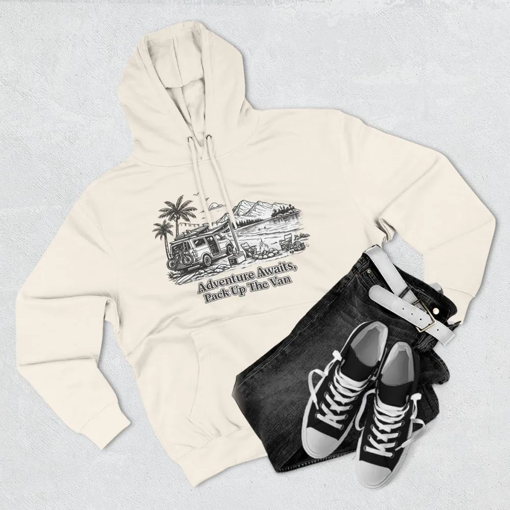 12333953147159043749_2048.jpeg Three-Panel Fleece Hoodie - "Adventure Awaits,Pack Up The Van" Design Minimal-Line