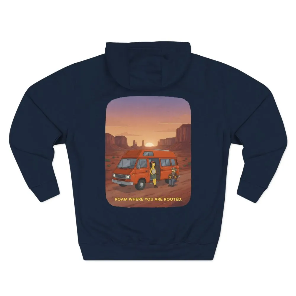 12340593545507246120_2048.jpeg Three-Panel Fleece Hoodie - "Roam Where You Are Rooted" Design Sitcom-Line