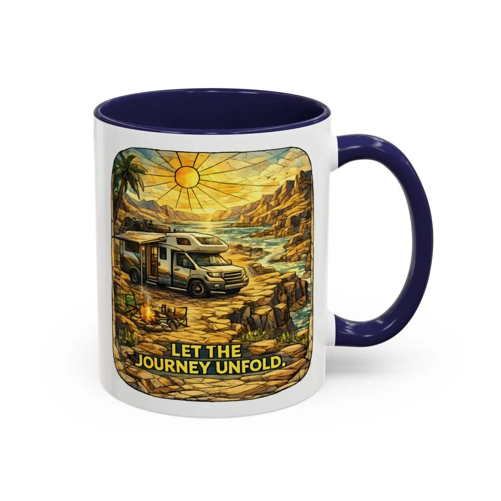 Accent Coffee Mug (11, 15oz) — "Let The Journey Unfold" Design Cubic-Line