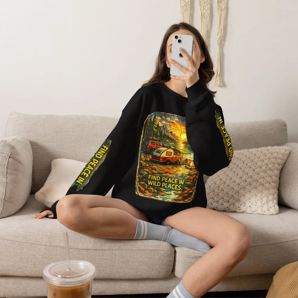 12346296887076458326_2048.jpeg Unisex Heavy Blend™ Crewneck Sweatshirt — "Find Peace In Wild Places" Design Cubic-Line