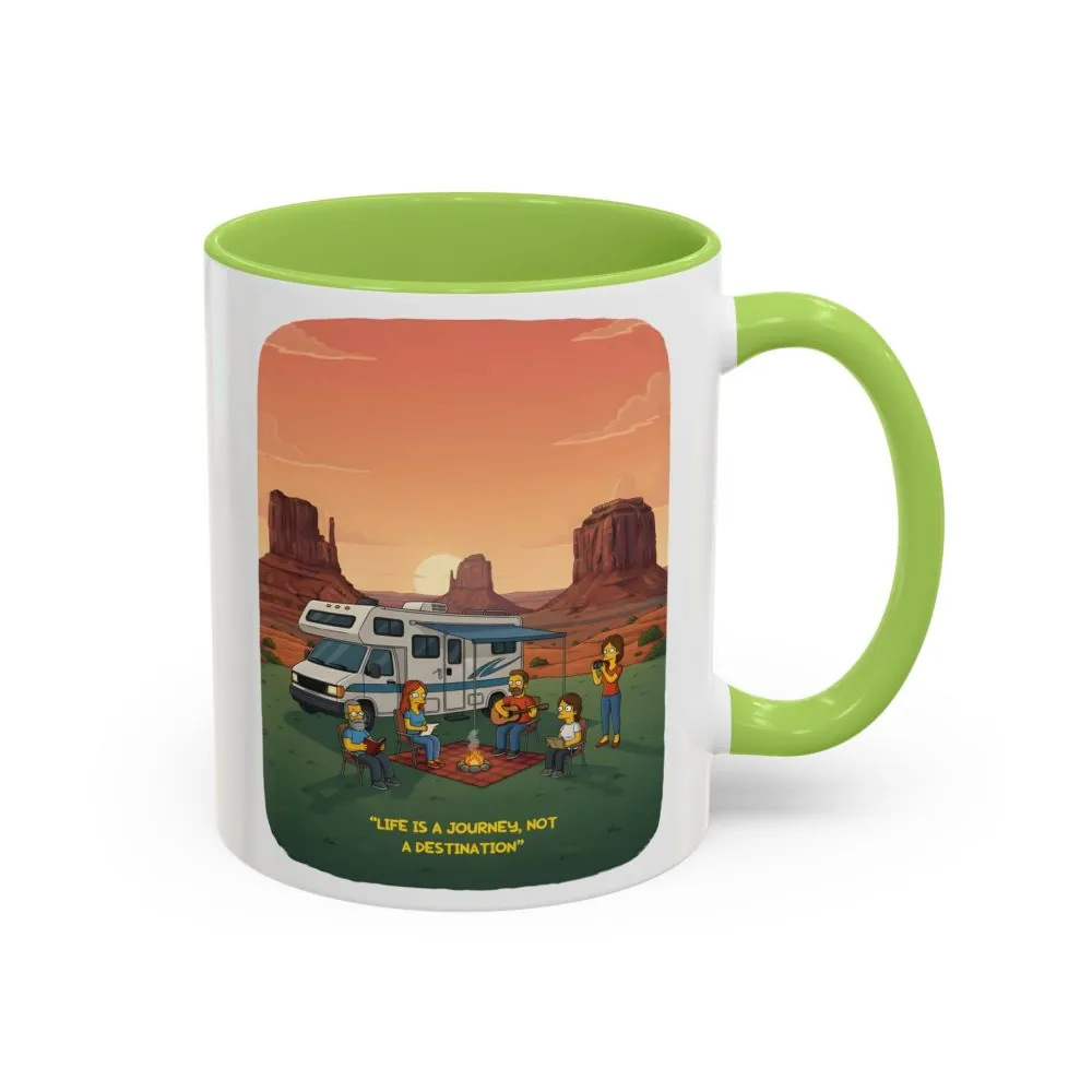 Accent Coffee Mug (11, 15oz) — "Life Is A Journey-Not A Destination" Design Sitcom-Line
