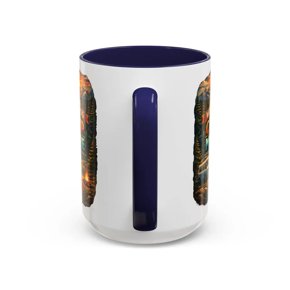 Accent Coffee Mug (11, 15oz) — "Work Less-Camp More" Design Scenic-Line