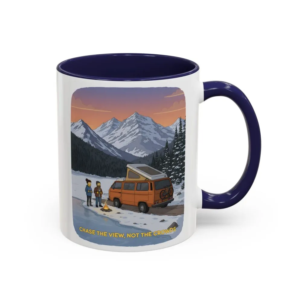 Accent Coffee Mug (11, 15oz) — "Chase The Views-Not The Crowds"" Design Sitcom-Line