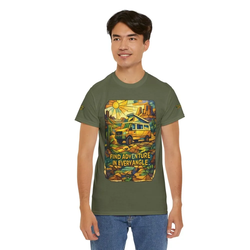 12370051712351781880_2048.jpeg Unisex Heavy Cotton Tee — "Find Adventure In Every Corner" Design Cubic-Line