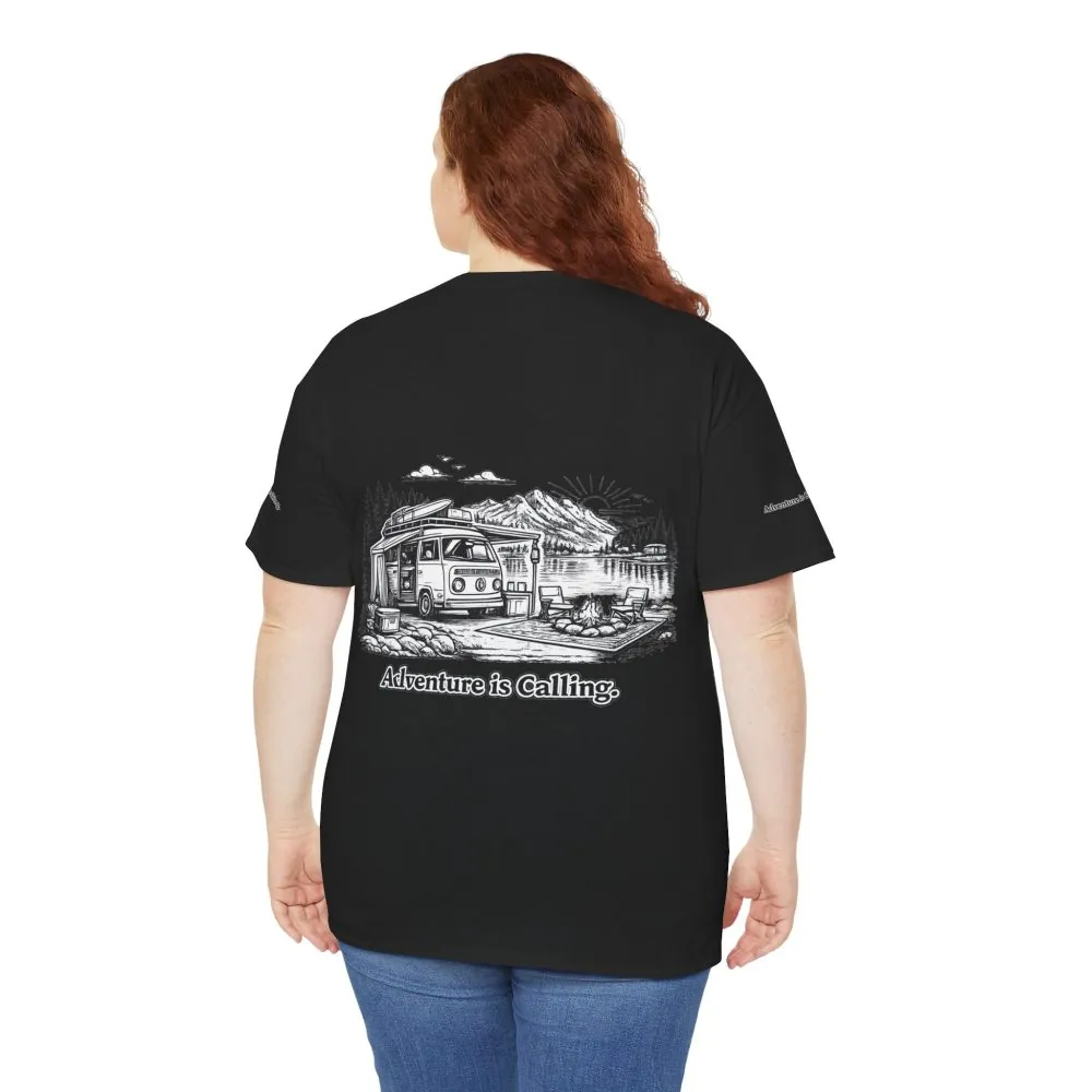 12372493596143428340_2048.jpeg Unisex Heavy Cotton Tee — "Adventure Is Calling" Design Minimal-Line