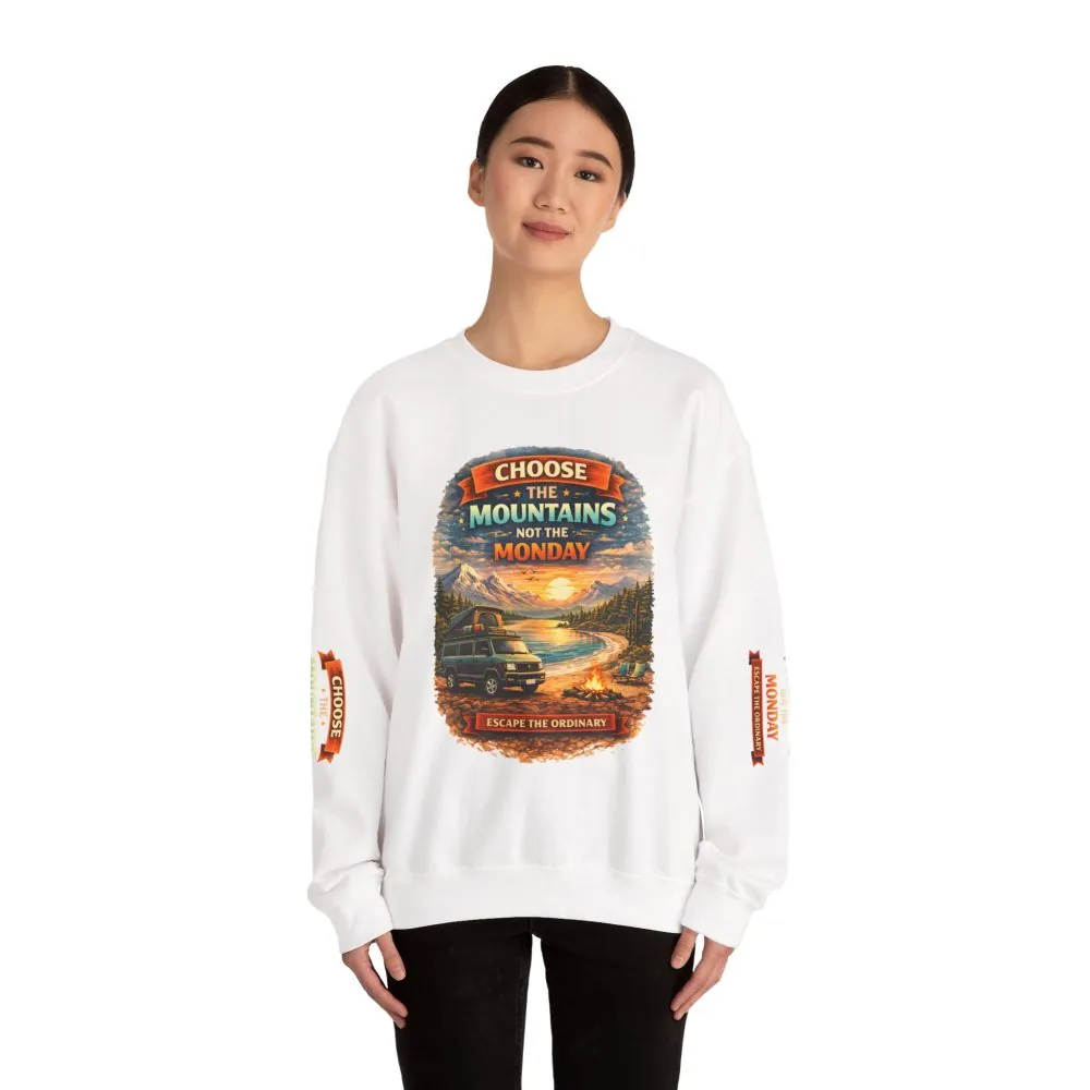 12375360040812950809_2048.jpeg Unisex Heavy Blend™ Crewneck Sweatshirt — "Choose The Mountens" Design Scenic-Line
