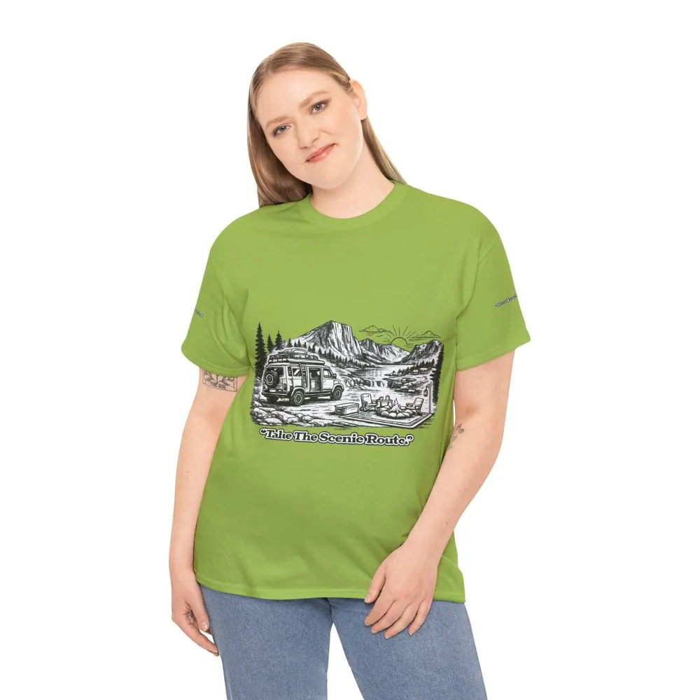 12377160106711648313_2048.jpeg Unisex Heavy Cotton Tee — "Take The Scenic Route" Design Minimal-Line