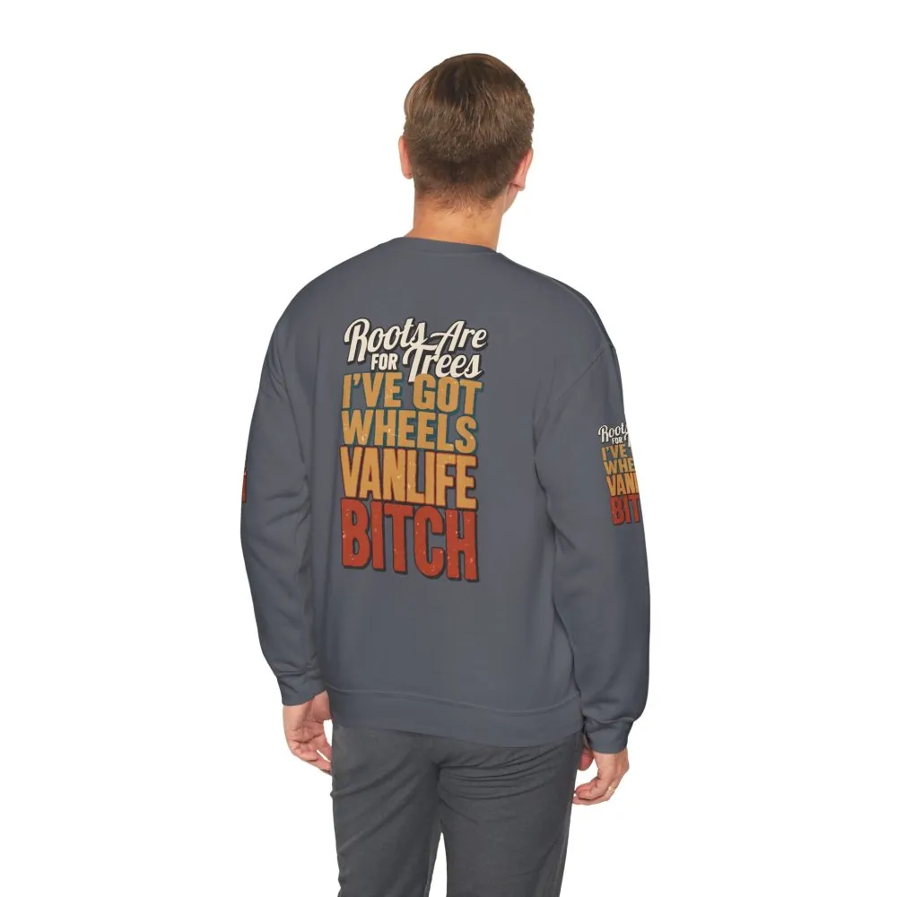 Unisex Heavy Blend™ Crewneck Sweatshirt — "Roots Are For Trees" Design F**K-Line