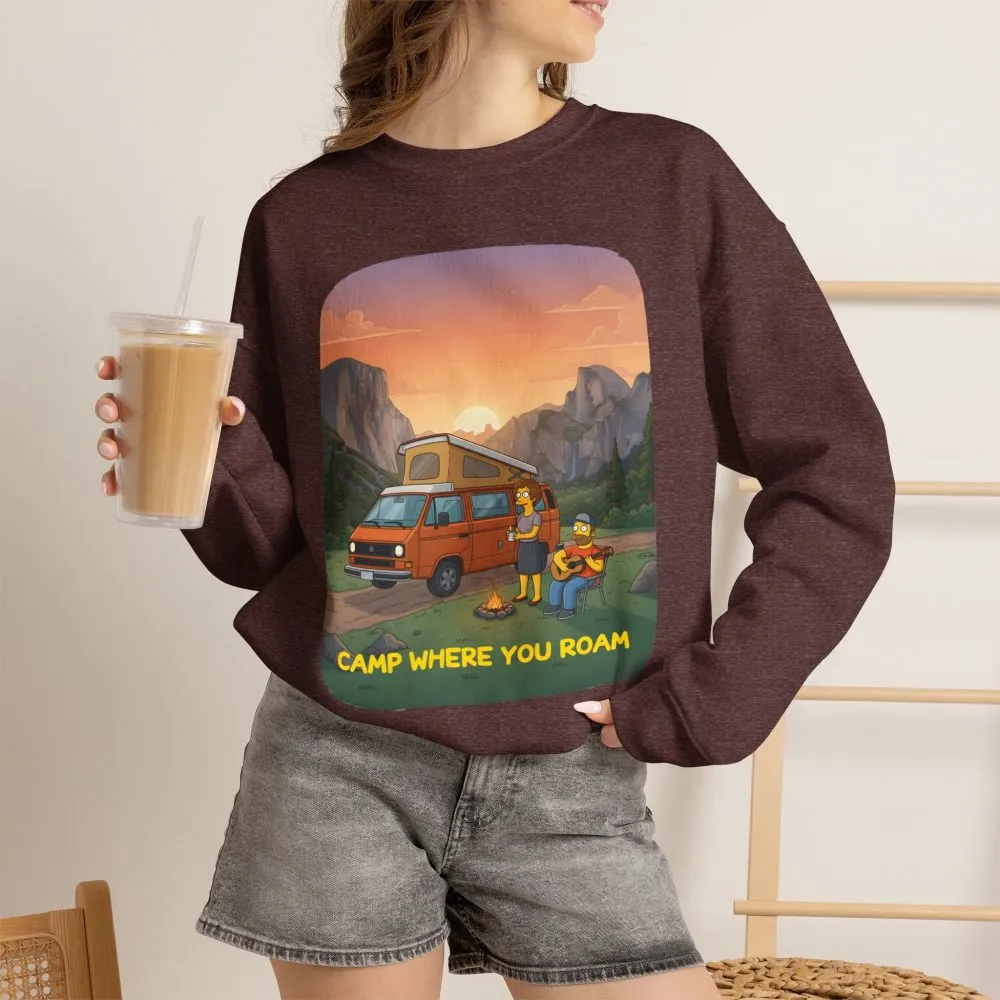 12380932499142654191_2048.jpeg Unisex Heavy Blend™ Crewneck Sweatshirt — "Camp Where You Roam" Design Sitcom-Line