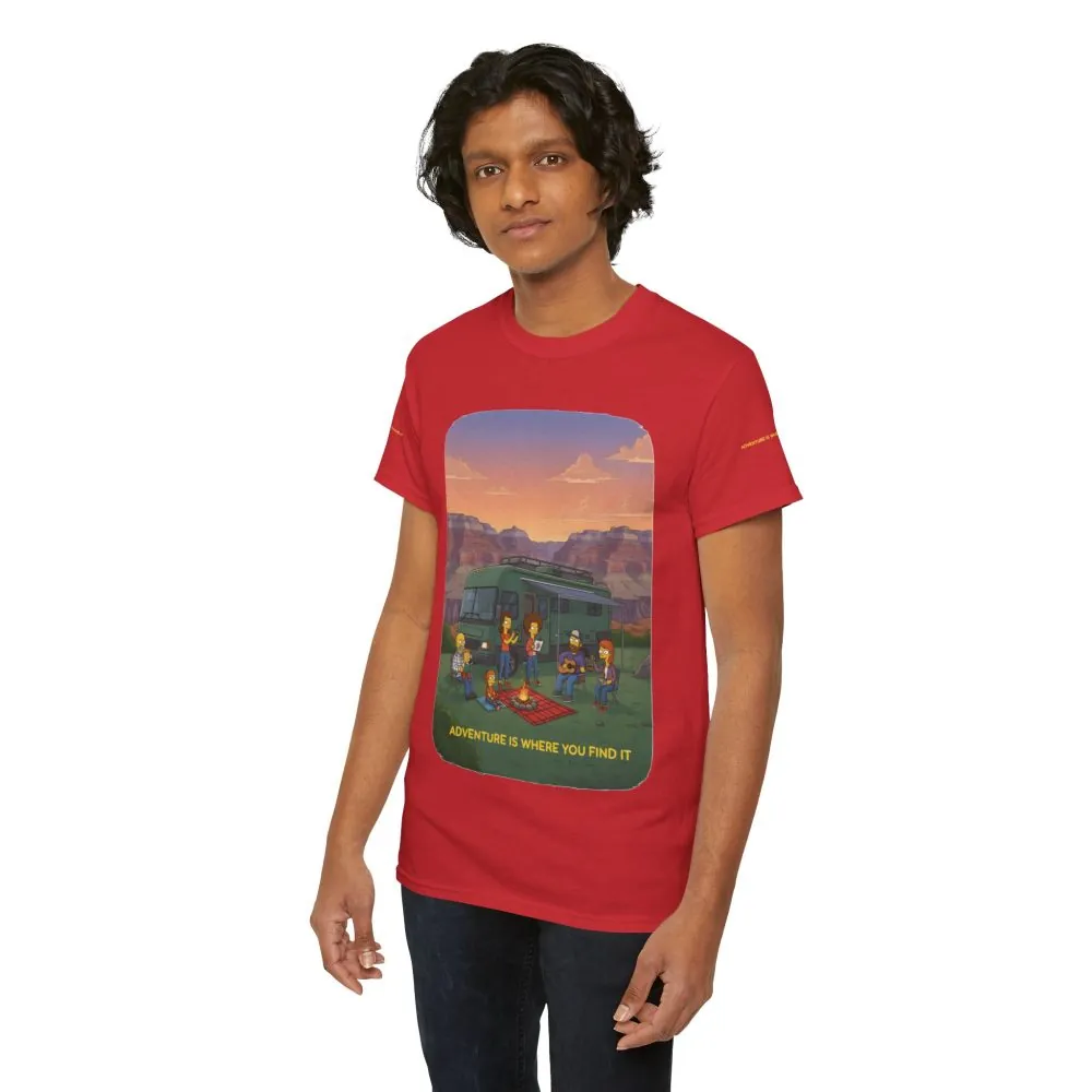 Unisex Heavy Cotton Tee — "Adventure Is Where You Find It" Design Sitcom-Line