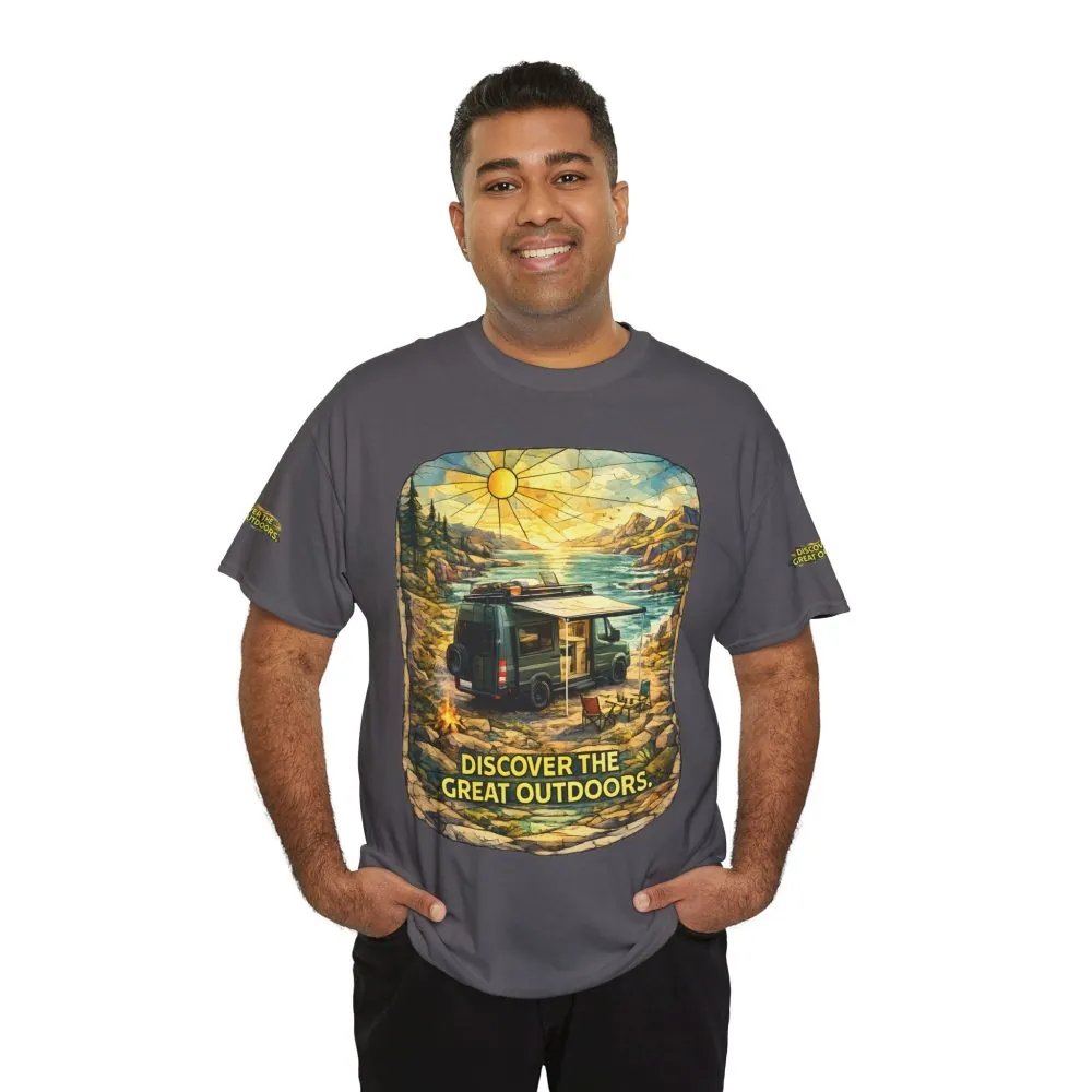 12386208989517725153_2048.jpeg Unisex Heavy Cotton Tee — "Discover The Great Outdoors" Design Cubic-Line