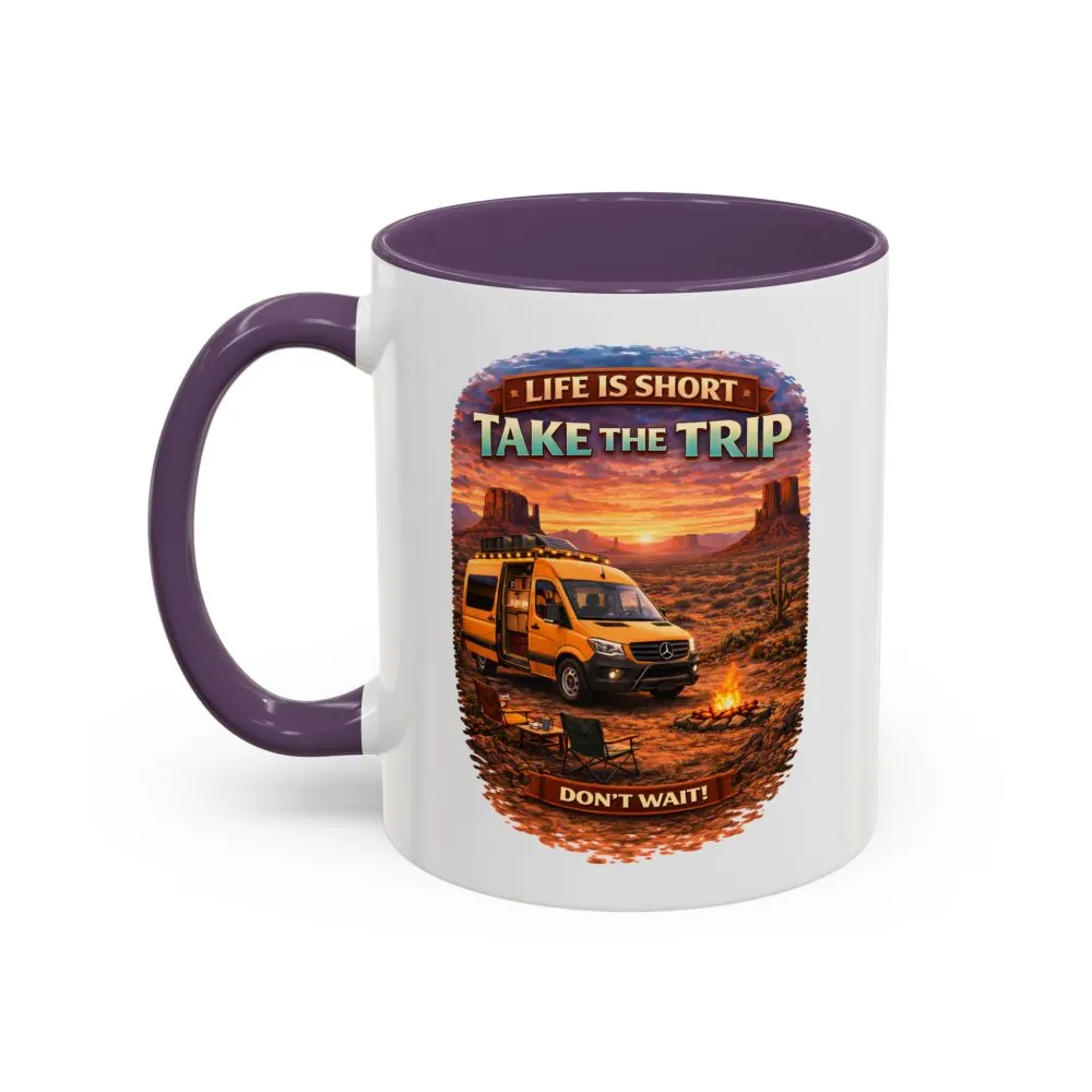Accent Coffee Mug (11, 15oz) — "Live Is Short Take The Trip" Design Scenic-Line