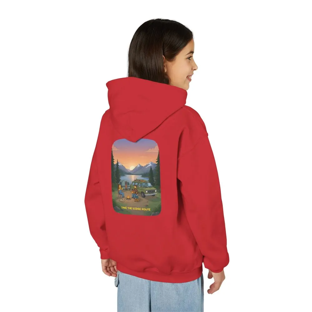 Youth Hoodie(Gildan) – "Take The Scenic Route" (Design Sitcom-Line)