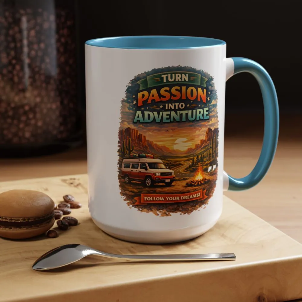 12419321120104224820_2048.jpeg Accent Coffee Mug (11, 15oz) — "Turn Passion Into Adventure" Design Scenic-Line