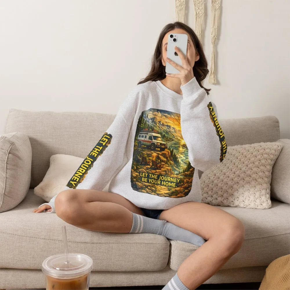 12420118221870311028_2048.jpeg Unisex Heavy Blend™ Crewneck Sweatshirt — "Let The Journey Be Your Home" Design Cubic-Line