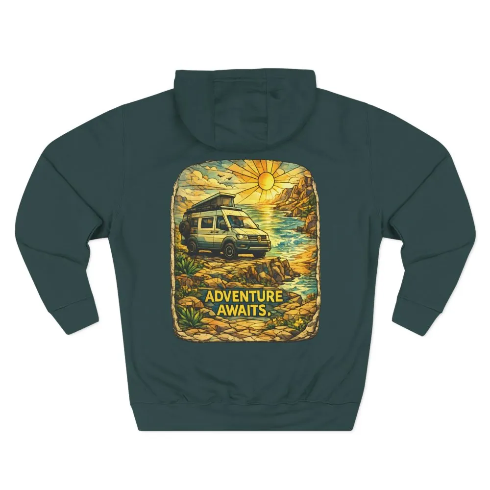 12443074816003879378_2048.jpeg Three-Panel Fleece Hoodie - "Adventure Awaits" Design Cubic-Line