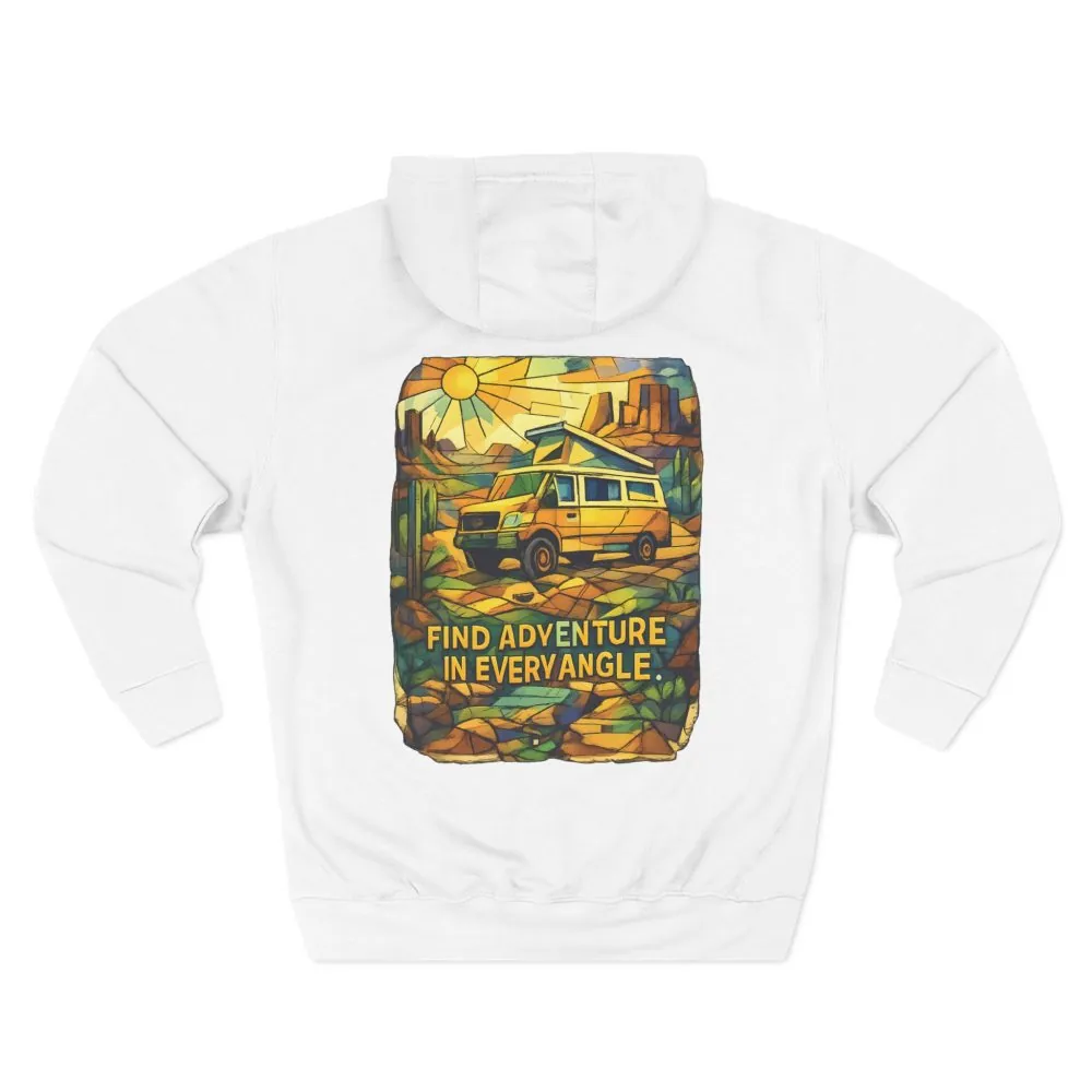 12446639169902232626_2048.jpeg Three-Panel Fleece Hoodie - "Find Adventure In Every Corner" Design Cubic-Line