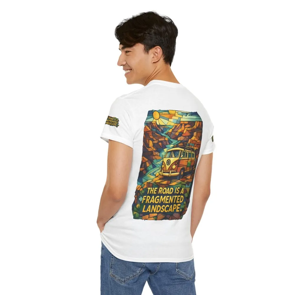 12455346512482803300_2048.jpeg Unisex Heavy Cotton Tee — "The Road Is A Fragmented Landscape" Design Cubic-Line
