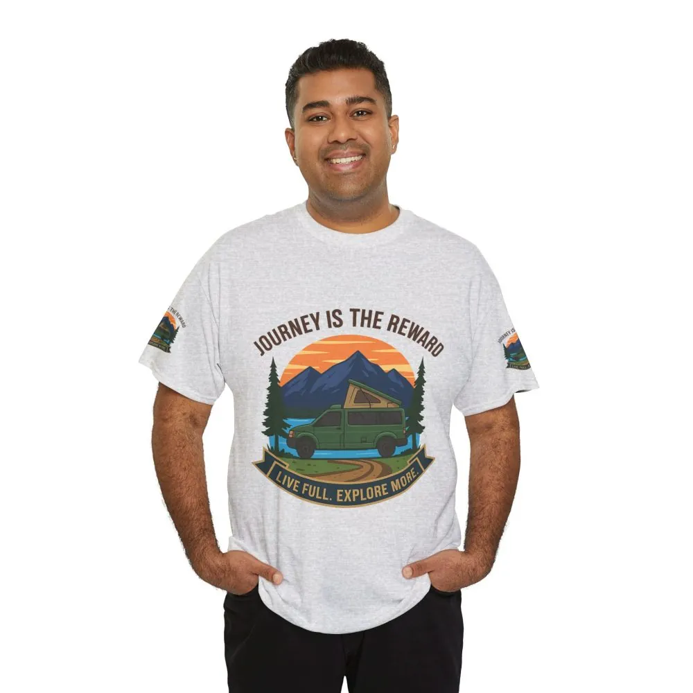 12457220465084733361_2048.jpeg Unisex Heavy Cotton Tee — "Journey Is The Reward Tee" Adventure Camper Van Graphic T-Shirt